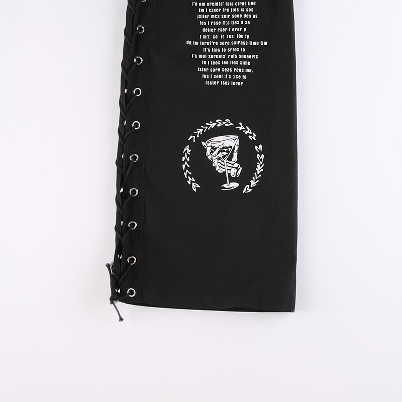 Dark style butterfly print metal buckle straight-leg slimming sock for women 2022 Summer cross-border Amazon export new style pic 20