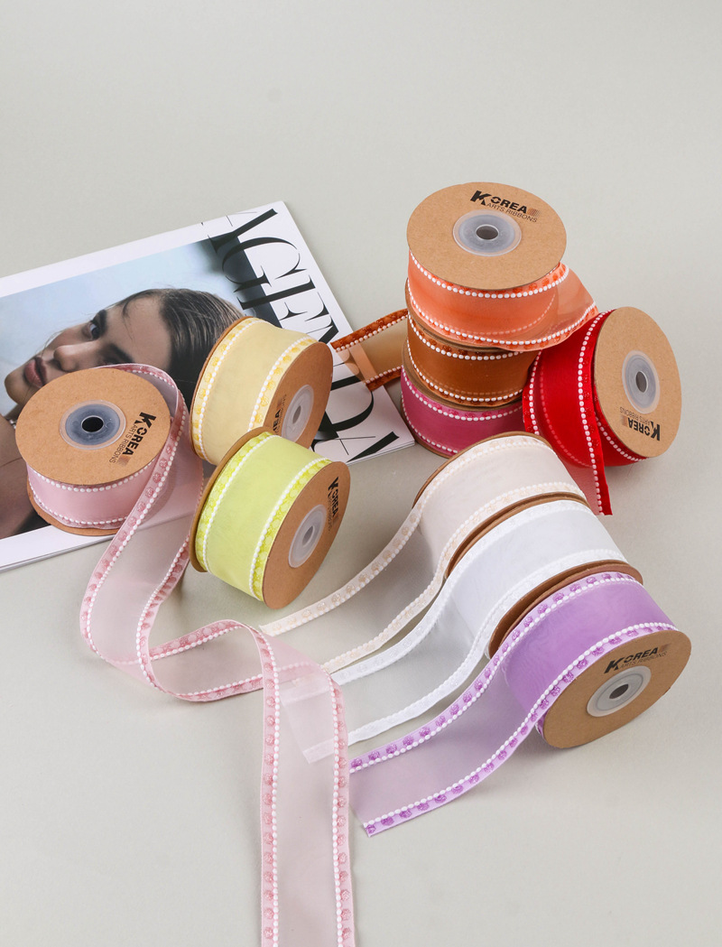 Wide-brimmed white thread snow gauze ribbons, hair accessories, gifts, fresh flowers, shoes, straw hats, butterfly decorations, scallion dots, thick-brimmed ribbons pic 6