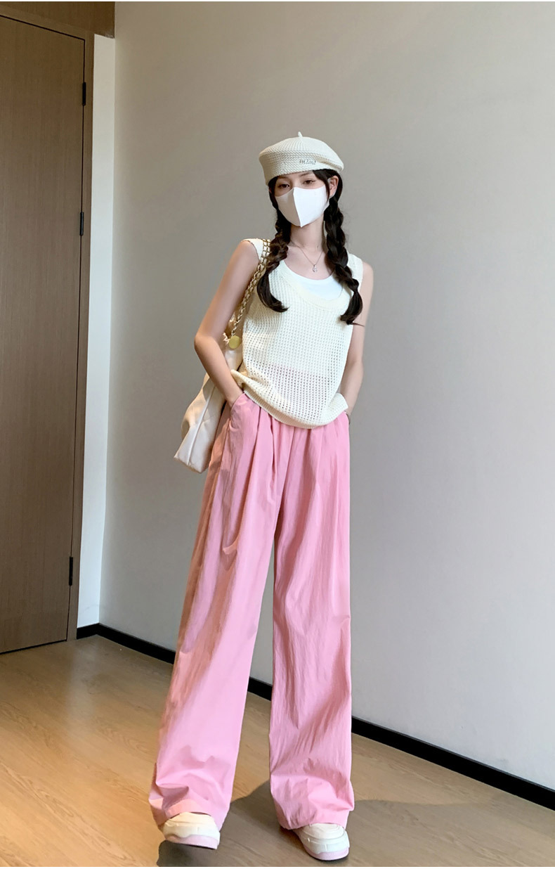 Ice silk wide-leg pants for women in summer, thin, high-waisted, straight-leg, pleated cotton and linen casual pants, cool and laid-back Yamamoto pants pic 27