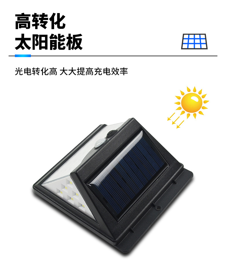New 40LED solar small wall lamp, smart charging, human body sensing, outdoor garden lamp, household fence lamp pic 5