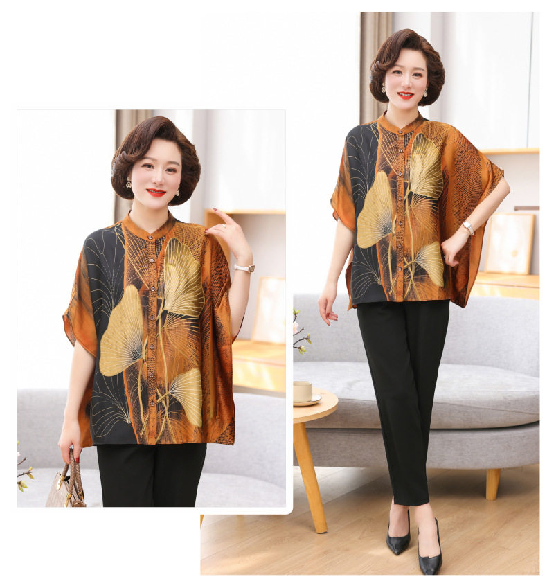 春夏新款妈妈装衬衫时尚蝙蝠袖休闲减龄显瘦气质优雅中老年女装潮详情19
