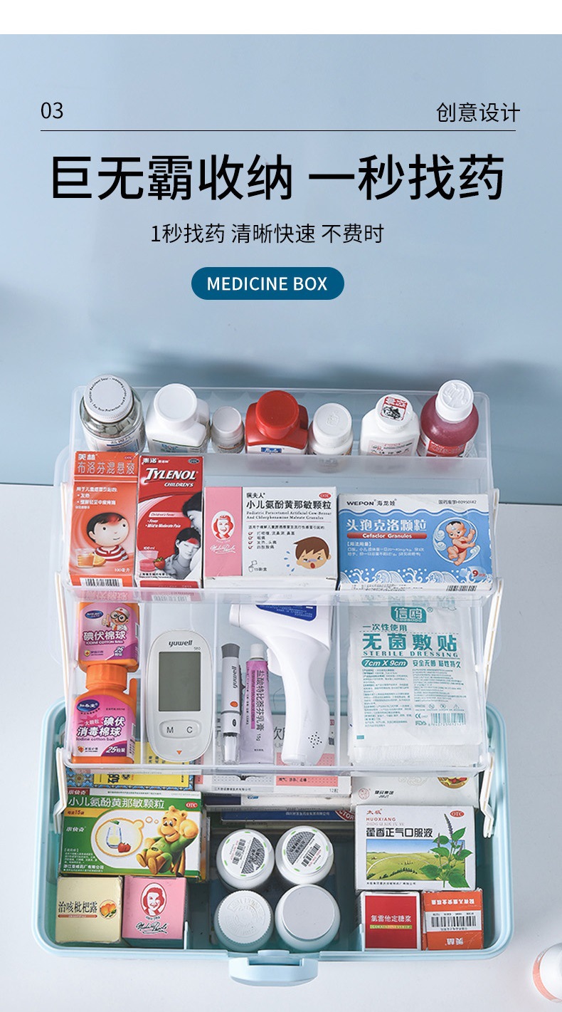 X127-8225 Household multi-layer medicine box, portable first aid medical large storage, household tools customizable LOG pic 9