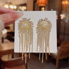 925银针精致满钻长款流苏耳环女ins潮轻奢小众网红同款蝴蝶结耳钉详情2