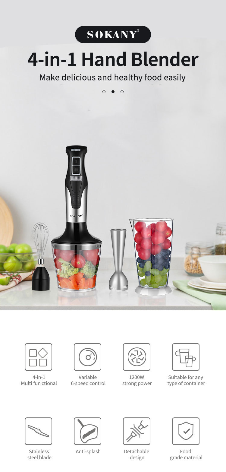 The cross-border bestseller SOKANY758-4 is a four-in-one multi-functional food processor, blender, juicer and egg beater pic 3