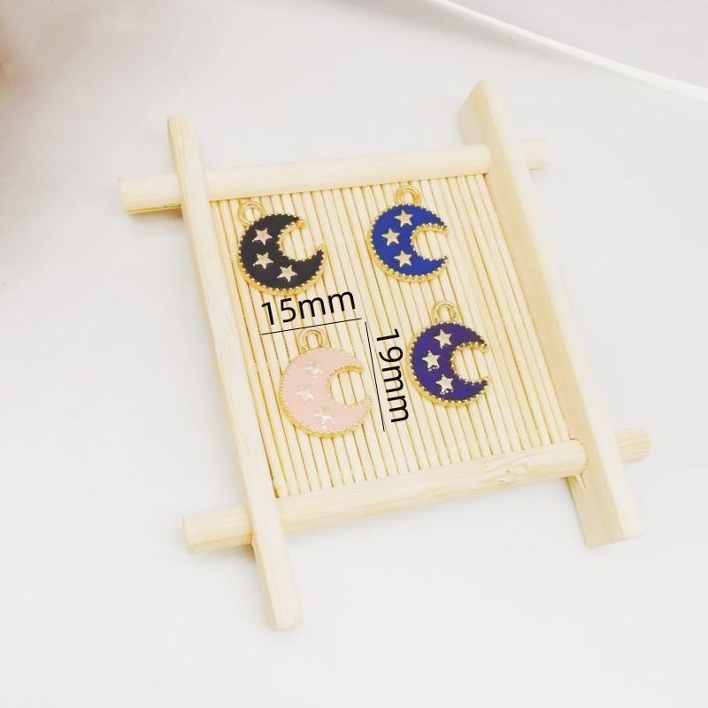 DLY jewelry accessories: Korean version exquisite zinc alloy bracelet, star and moon painting oil pendant in multiple colors pic 2