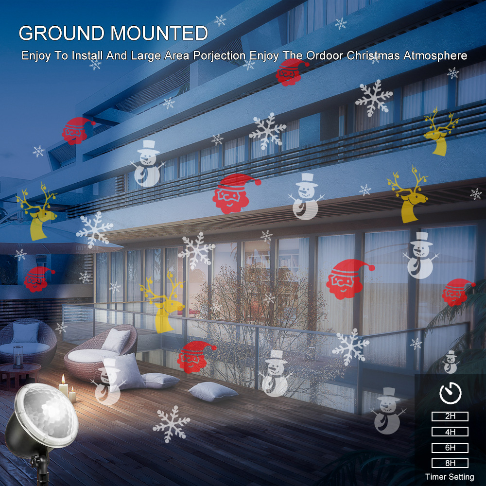 New cross-border exclusive dynamic Christmas pattern lights, outdoor waterproof RF remote control Christmas snow lights, lawn lights pic 11
