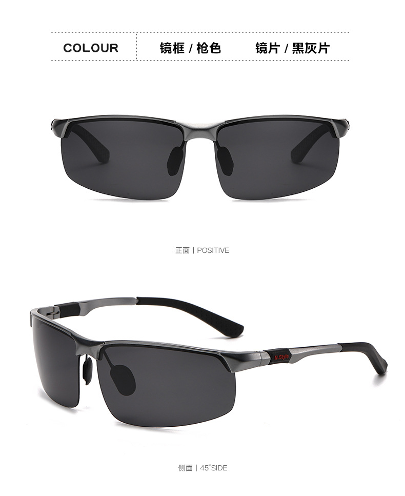新款复古偏光男士太阳眼镜铝镁半框司机驾驶墨镜户外运动骑行眼镜详情14