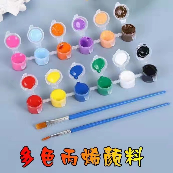 12色连体丙烯颜料3ML数字油画填色涂鸦娃娃颜料条多色彩绘颜料详情7