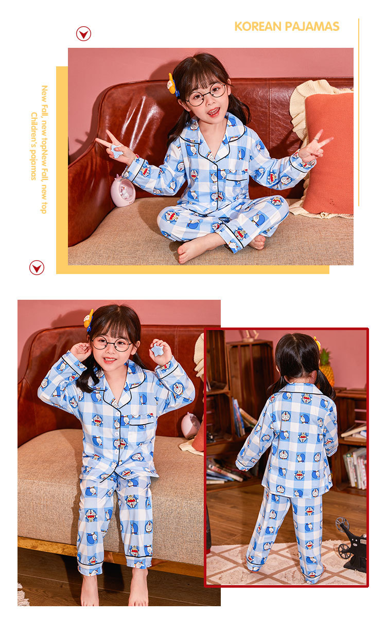 儿童睡衣女孩春夏长袖翻领牛奶丝套装开衫宝宝卡通外贸男童家居服详情13