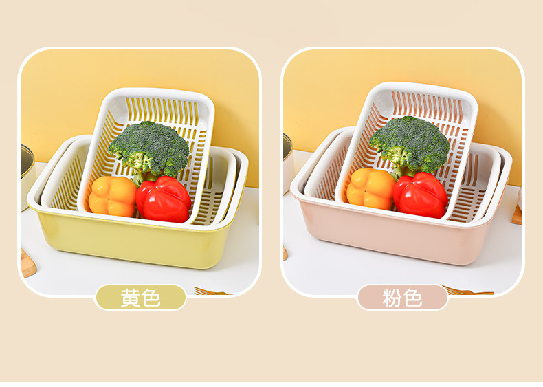 Multi-functional storage basket, fruit plate, Nordic creative double-layer draining basket, plastic household vegetable basin, kitchen and living room pic 13