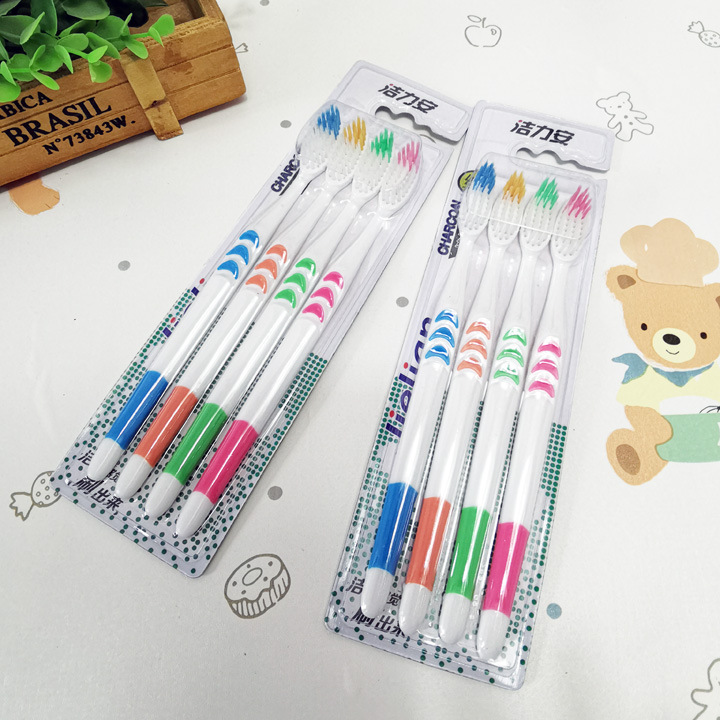 D2145 Four toothbrushes for adults, household, travel, fine filaments, soft bristles, clean, Yiwu 2-yuan store, department store wholesale pic 5