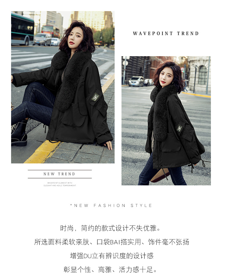 A loose 2020 new winter coat for women in Korean style, with fleece and thickening, a short and eye-catching cotton-padded jacket pic 3