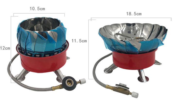 Portable outdoor small windproof lotus stove with wire, stainless steel tea boiling small round stove, camping gas stove, gas tank stove pic 3