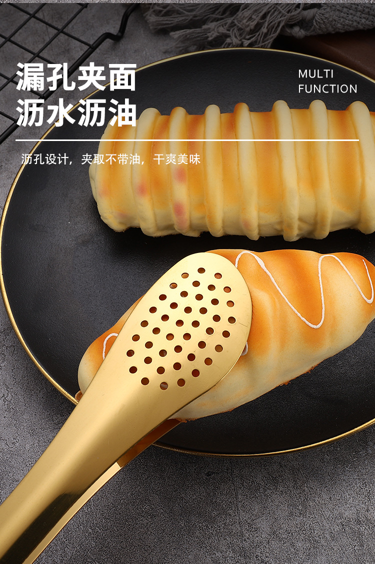 Stainless steel food tongs, kitchen baking bread tongs, outdoor barbecue kitchenware, hotel buffet steak food tongs pic 4