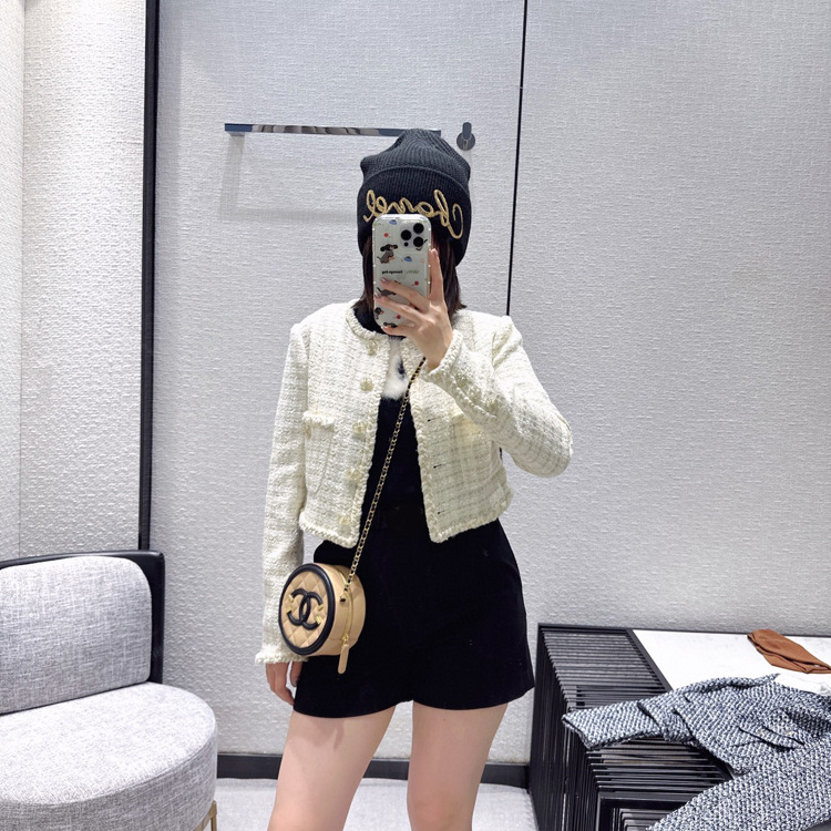 BW61257 Chanel-style coat, Korean-style fashionable socialite girl, gradient contrasting color woven coarse tweed short cardigan, autumn pic 13