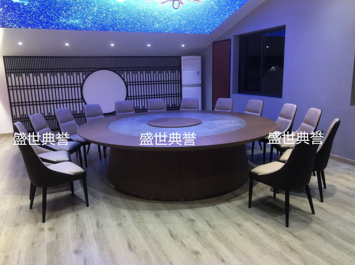 Solid wood electric dining tables and chairs for star-rated hotels in Qingdao, seafood restaurant private rooms, flat-level electric tables with lifting mechanisms pic 21