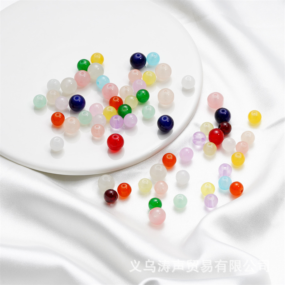 10mm imitation jade glass beads, round beads, loose beads, diy bracelet material accessories, glass beads, imitation agate beads, string beads, matching beads pic 3