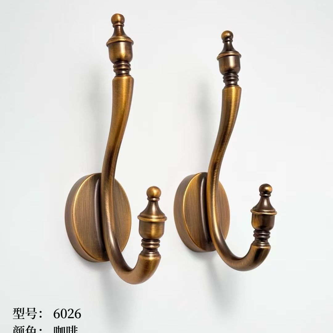 法式仿古挂衣钩实木门后挂钩衣柜衣帽钩玄关墙壁单个挂钩黄古铜详情10
