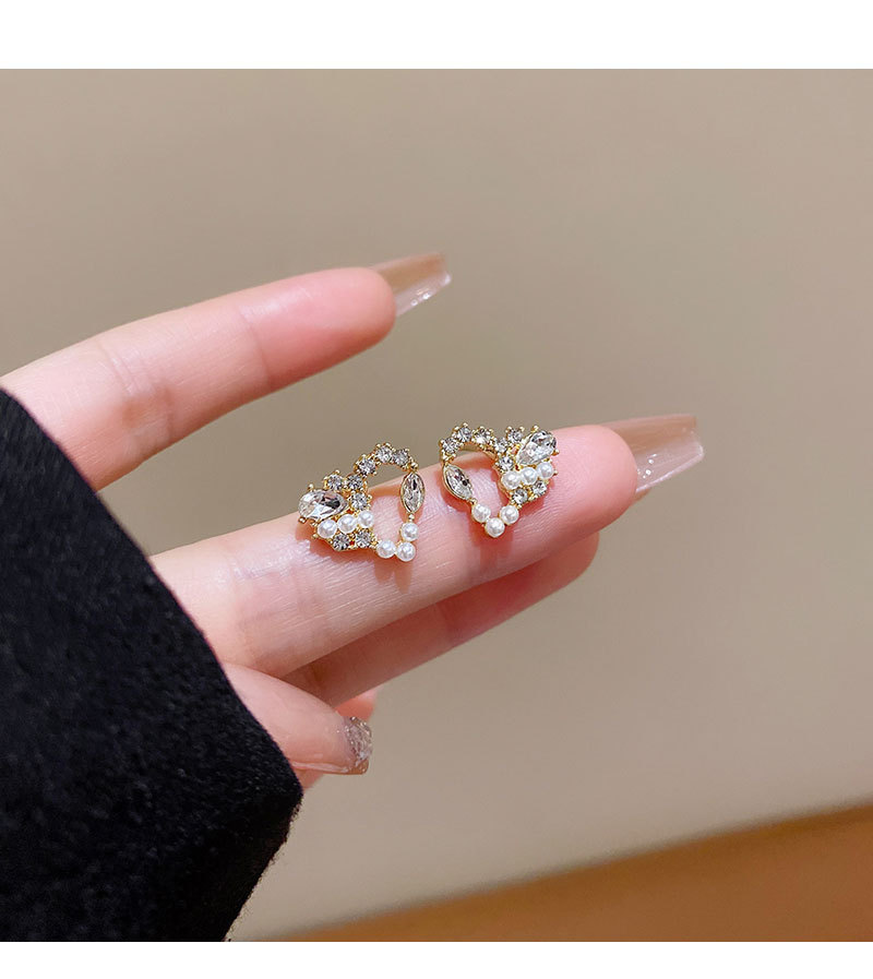 S925银针爱心珍珠耳环女高级感轻奢气质耳钉法式小众爆款耳饰批发详情15