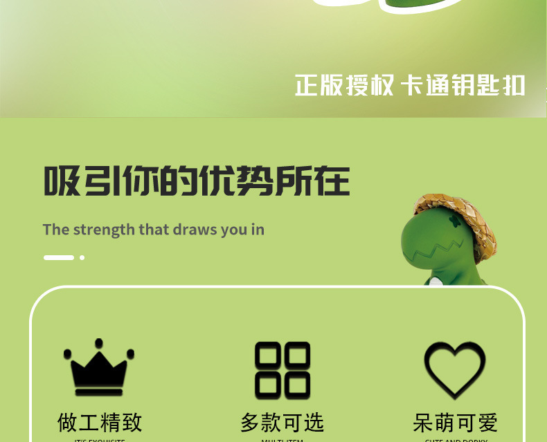 可爱树脂草帽恐龙钥匙扣精致包包钥匙链挂饰情侣礼物饰品挂件批发详情2