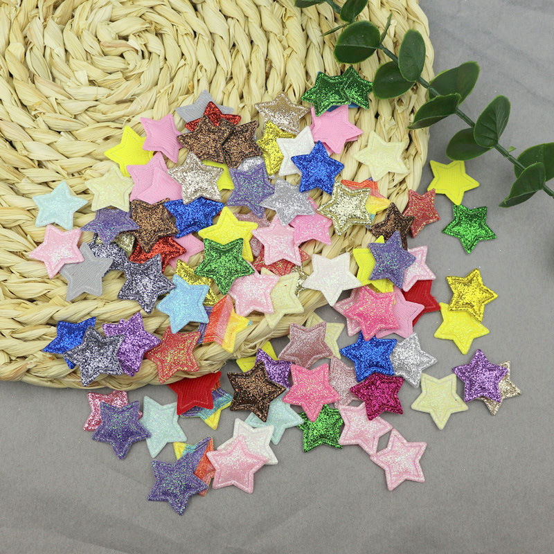 2.5cm闪粉星星压花 DIY发饰头饰服装布艺辅料配件 饰品材料五角星详情7