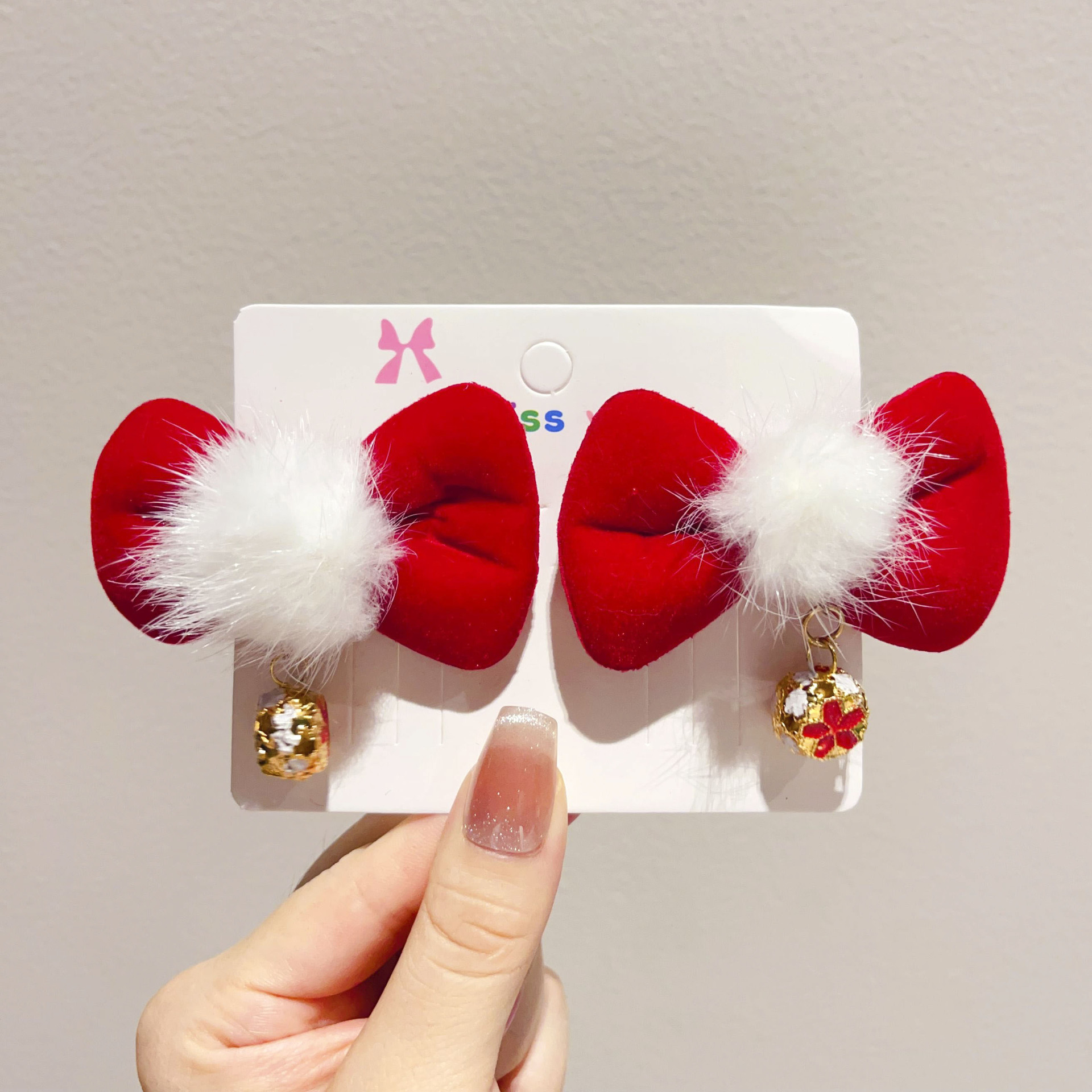 儿童红色貂绒发夹喜庆新年古风发饰女童宝宝春节汉服发卡少女头饰详情53