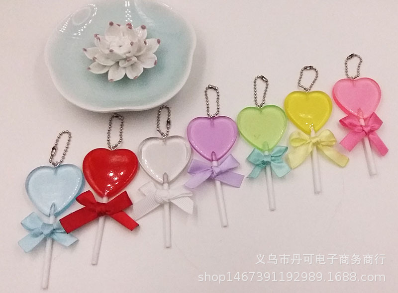 树脂爱心棒棒糖饰品 环保树脂配件 树脂糖果 桃心糖果挂件详情10