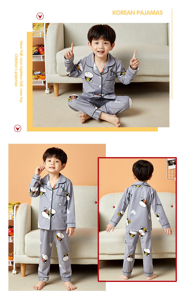 儿童睡衣女孩春夏长袖翻领牛奶丝套装开衫宝宝卡通外贸男童家居服详情42