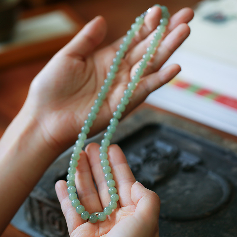 DIY Hetian jade accessories: round beads, loose beads, Qinghai material 108 Buddhist prayer beads, Hetian jade long chain accessories, crystal ornaments pic 10