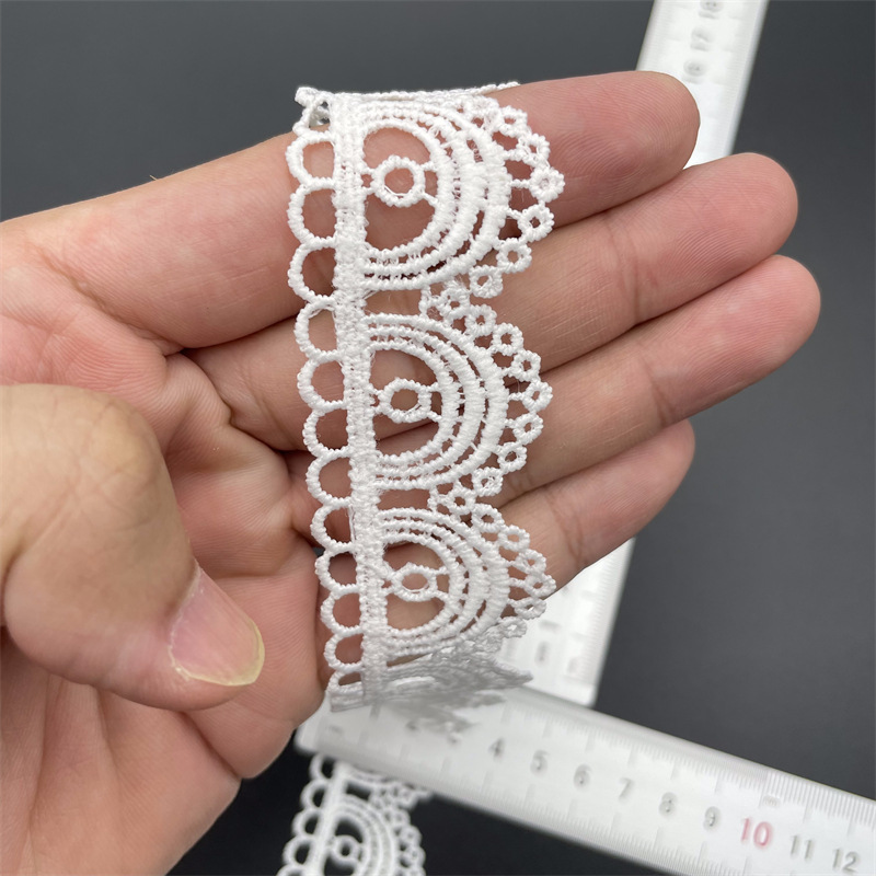 New Lolita embroidery water-soluble lace, milk silk single-sided small flower wave lace, lace with barcode pic 100