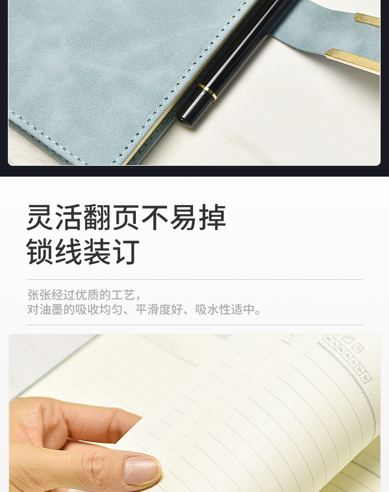 Wholesale business meeting record book with a5 buckle and logo printing, B5 office and study stationery diary notebook pic 7