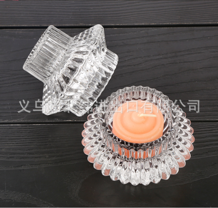 A dual-purpose glass candlestick that can be used on both sides, suitable for restaurants, bars, flying saucer candlesticks, and wedding exhibition arrangements pic 5