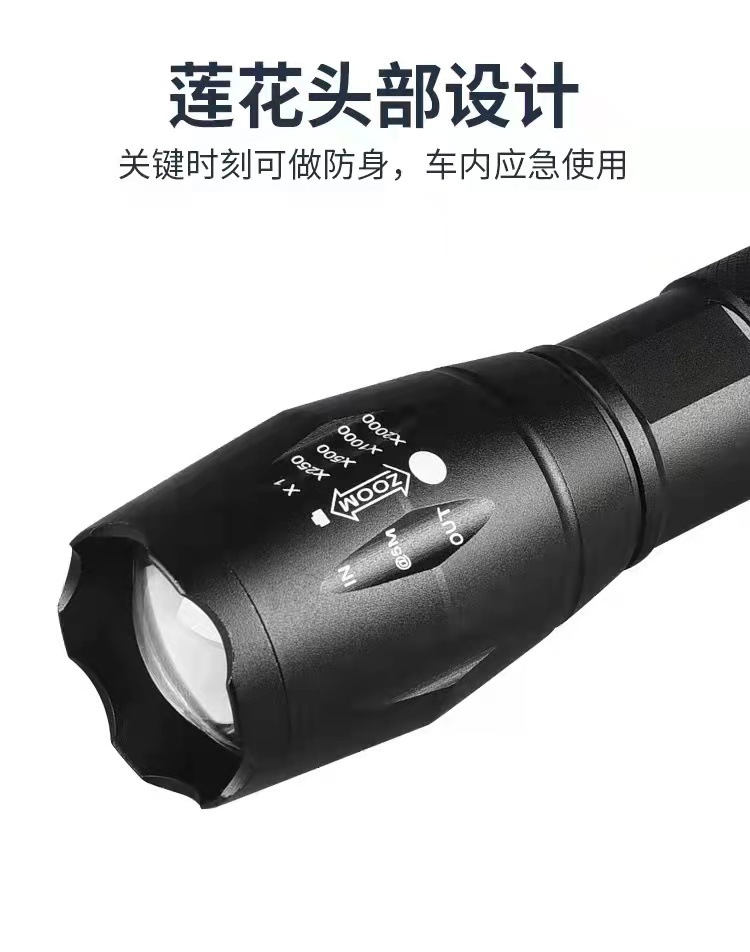 Wholesale of T6 aluminum alloy telescopic zoom multi-source flashlight for cross-border outdoor mini flashlights pic 16