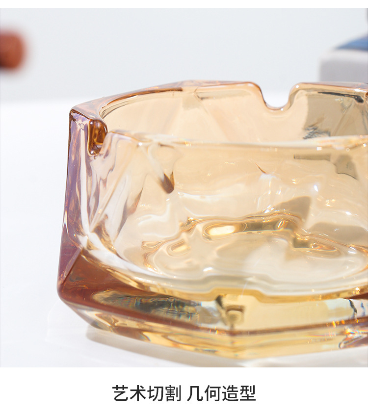 Simple glass ashtray, transparent living room, household ashtray, Nordic-style cigarette cup, hotel decoration, commercial light luxury pic 10