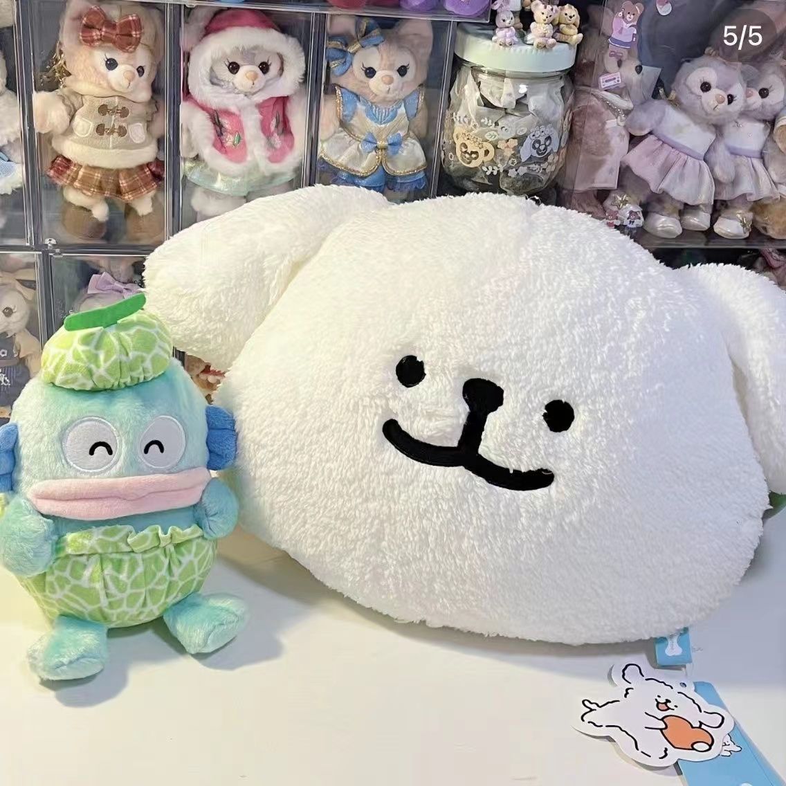 Cute linear puppy plush toy pillow, nap bed doll, birthday gift, couple in style throw pillow, cloud pic 2