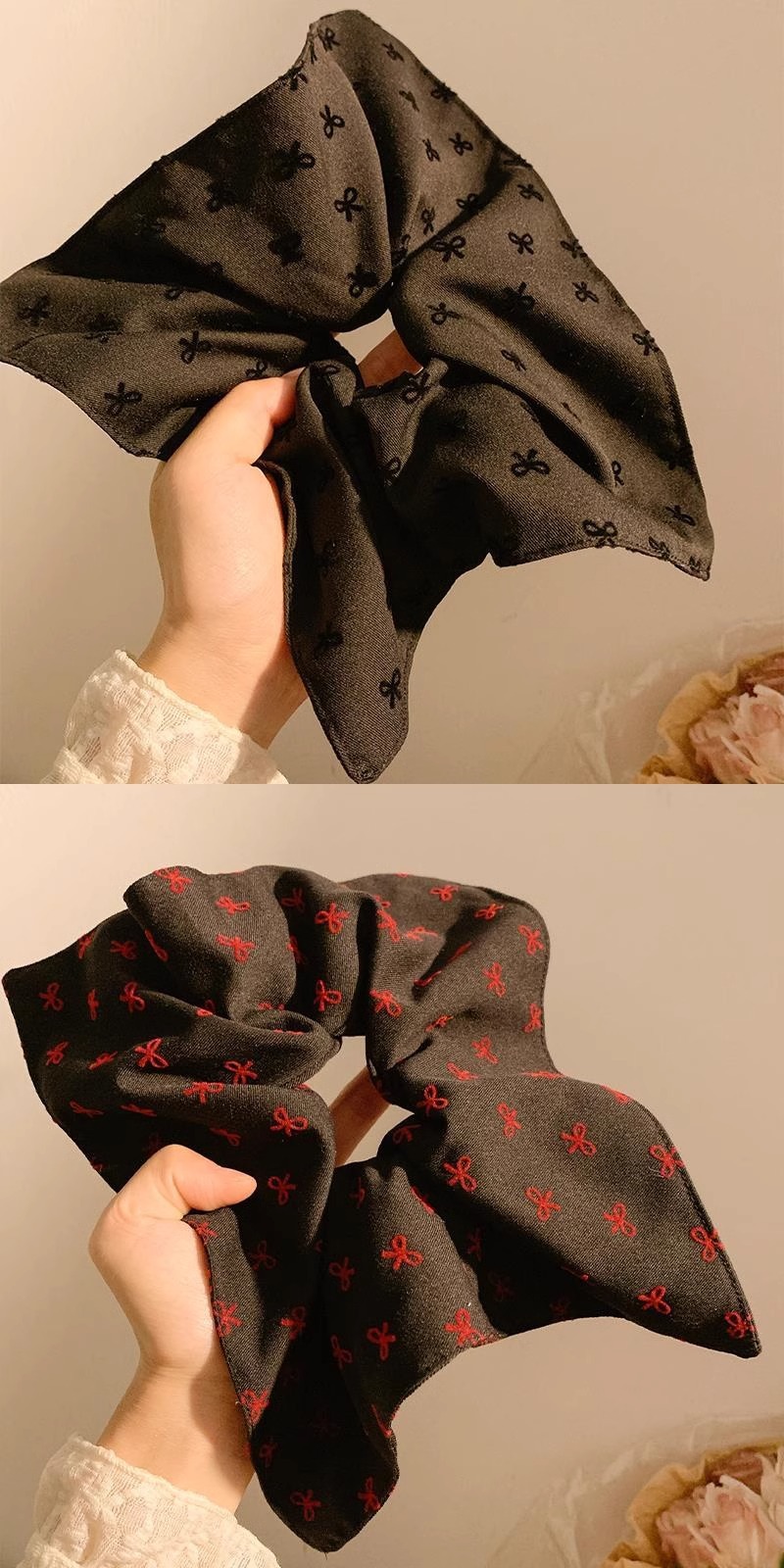 蕾丝边方巾蝴蝶结大肠发圈网红2025新款高马尾头绳女生扎头发皮详情4