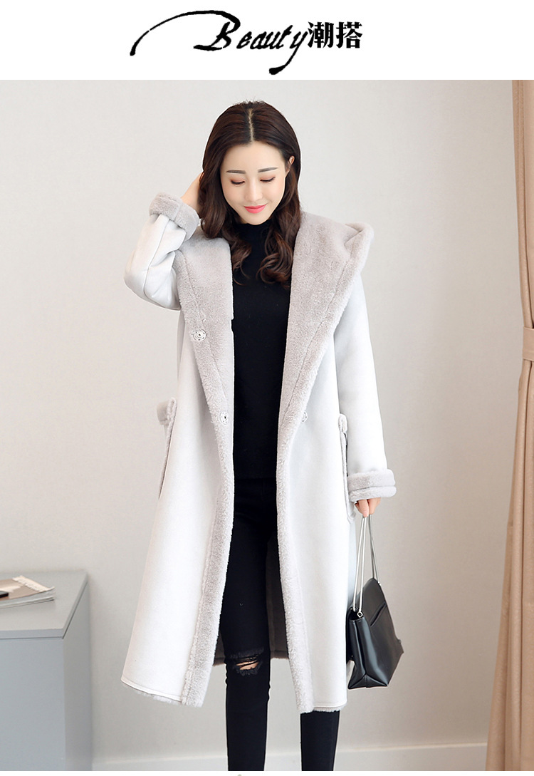 羊羔毛外套女中长款韩版冬季新款加绒加厚连帽鹿皮绒大衣详情9