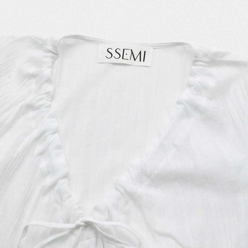 In-stock 2024 autumn new style, the same stylish bow tie drawstring shirt as Han So Hee from Dongdaemun, South Korea pic 57