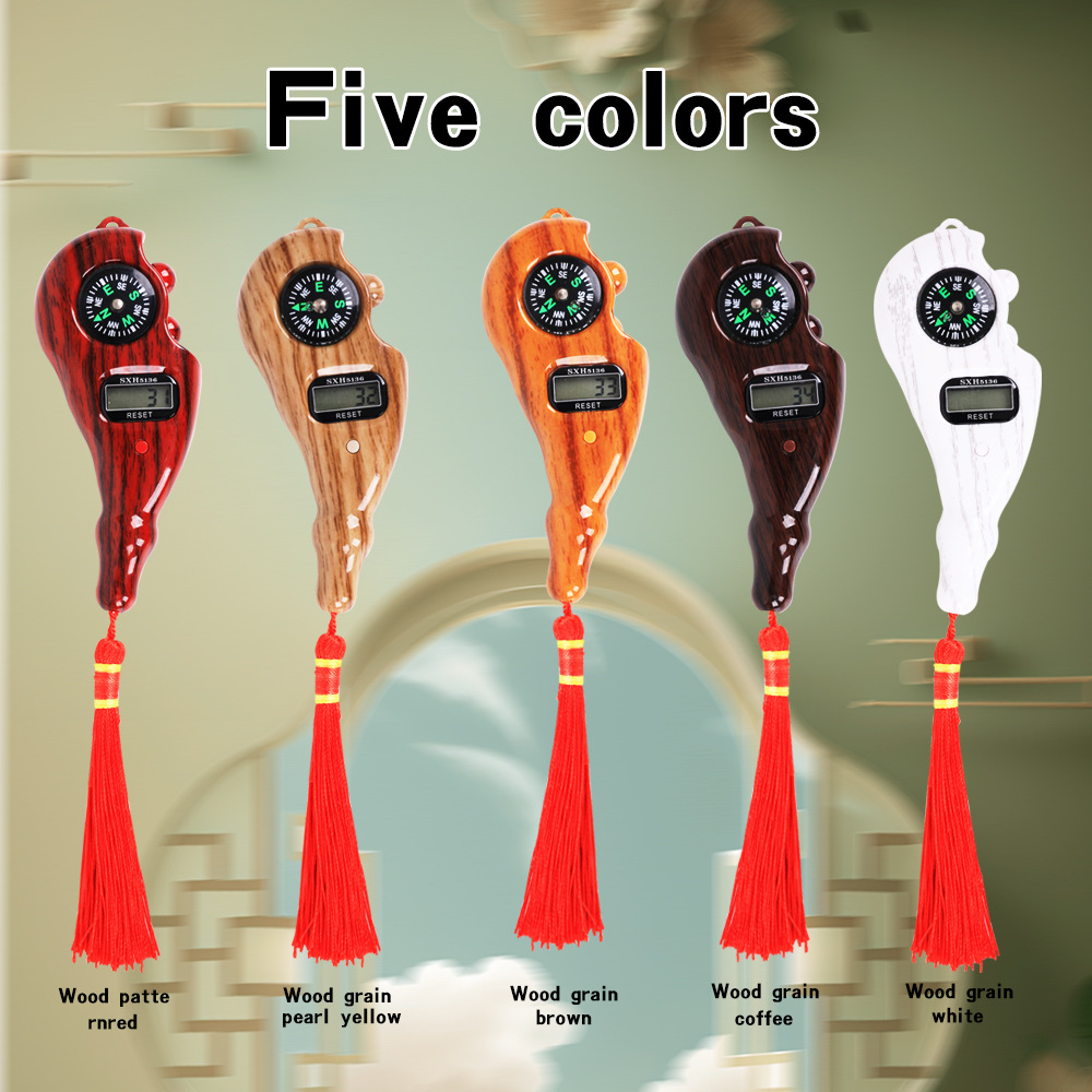 2026s# Wood-grain electronic counter with compass, LCD digital display, five-digit 99999, rotating bead pic 1