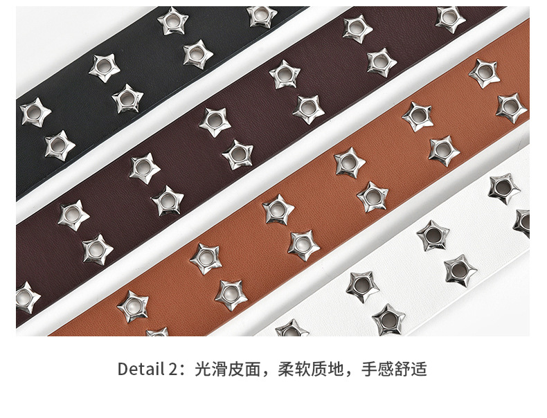 Carefully selected Korean-style hollowed-out punk casual belt for women, fashionable star eye decoration, double-row belt for women pic 36