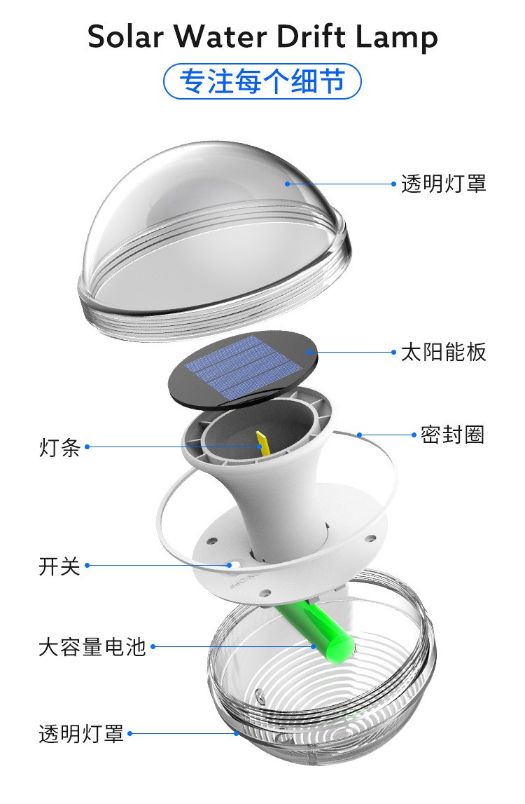 Solar-powered water float lights, outdoor waterproof pond night lights, home courtyard pool floating landscape decorative lights pic 6