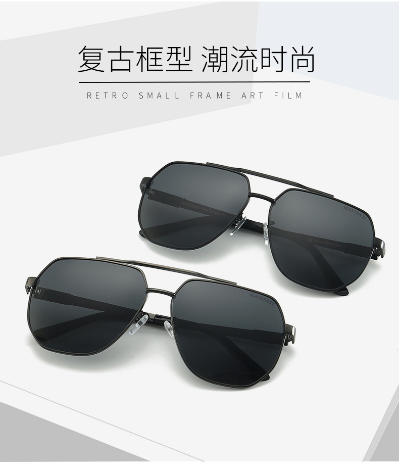 新款太阳镜男士偏光蛤蟆镜欧美跨境大框时尚潮流网红抖音眼镜0136详情3