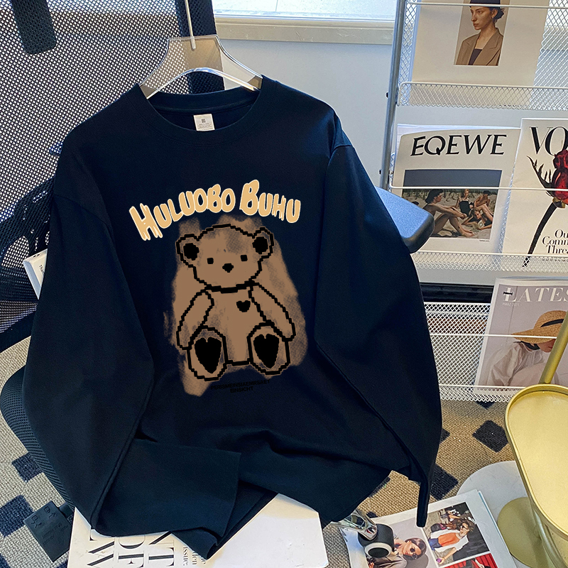 现货小熊纯棉短袖T恤女夏装新款韩版宽松休闲落肩洋气女士半袖详情8