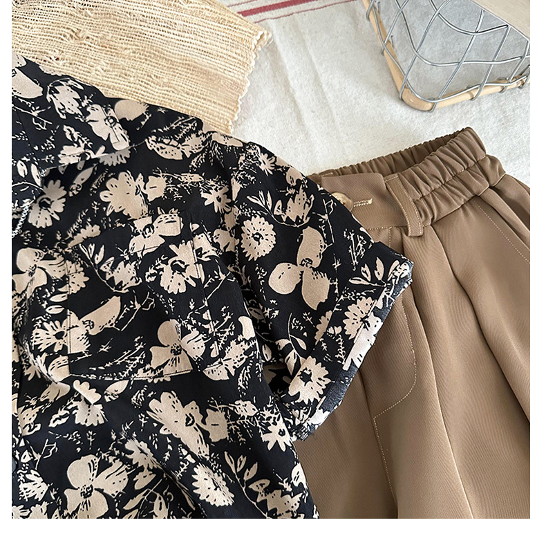 儿童衬衣男童韩版上衣夏季薄款时尚短袖翻领女童花衬衫度假港风潮详情9