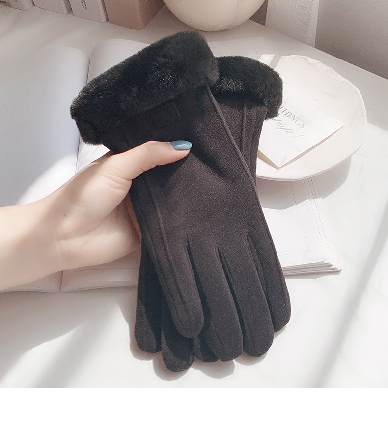 For women, winter gloves are thickened with fleece for warmth and touch screens. They are cotton gloves for driving, cycling and skiing. For women, autumn and winter gloves are made of faux cashmere pic 8