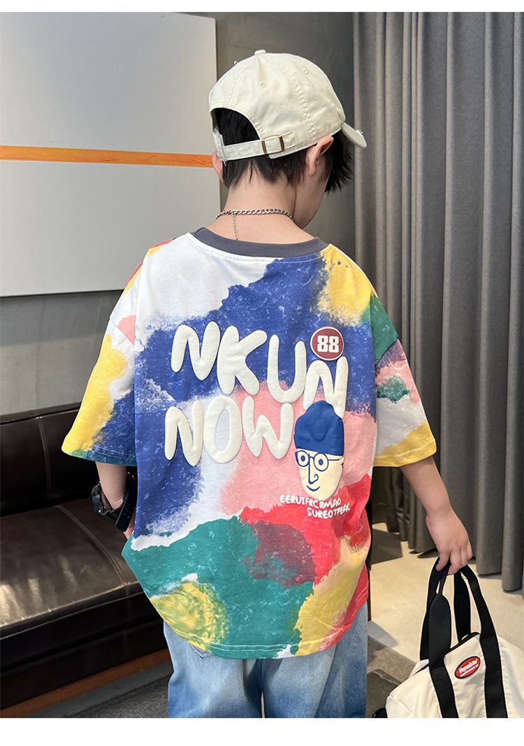 儿童装男童夏装T恤纯棉短袖2024新款中大童夏季男孩夏款潮牌上衣t详情8
