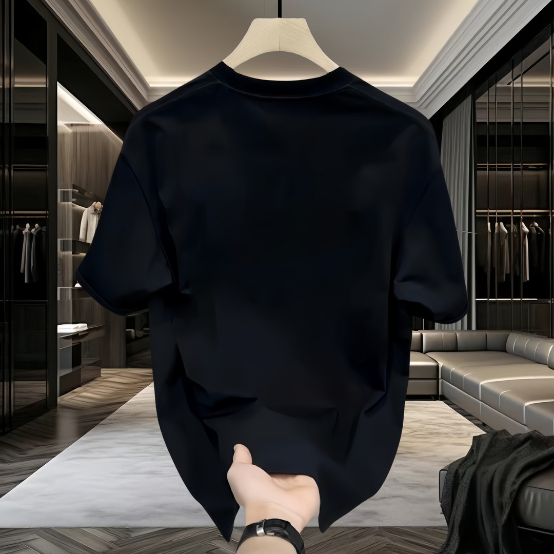 Camiseta de manga corta americana de algodón blanco hombre verano 2025 nueva marca de moda letras sueltas estampado top pic 8