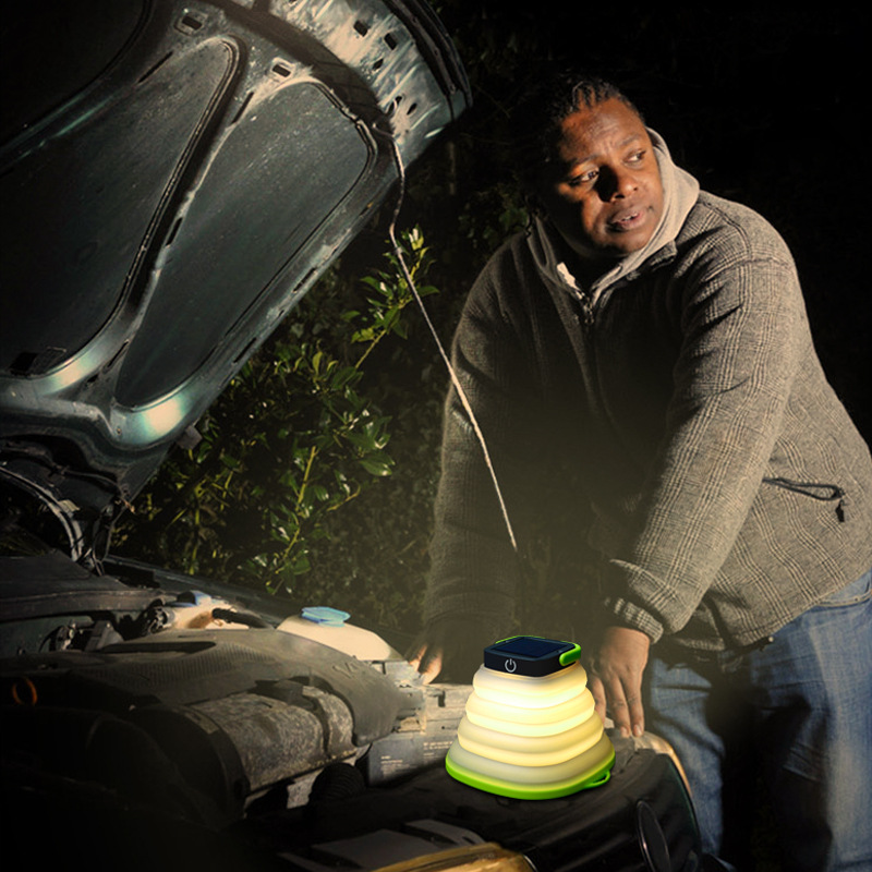 Outdoor portable USB charging foldable LED camping lamp, solar camping lamp, retractable hanging silicone tent lamp pic 18