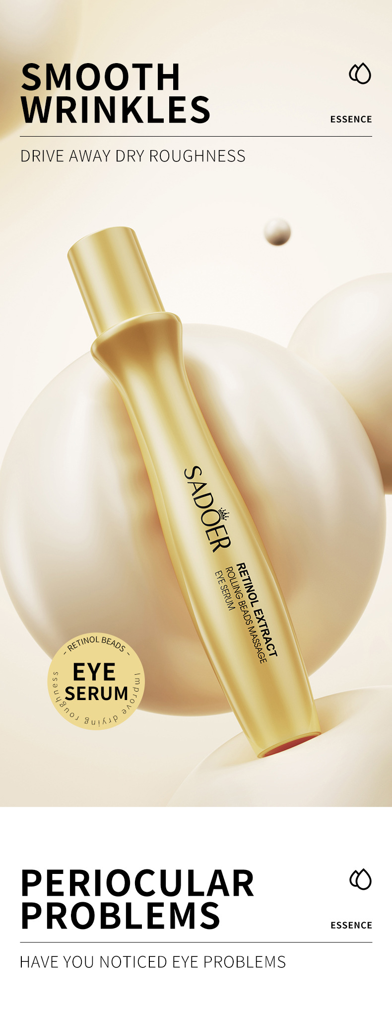 All-english retinol Rolling Eye cream SADOER Rolling Massage Eye essence cross-border foreign trade live streaming wholesale pic 1