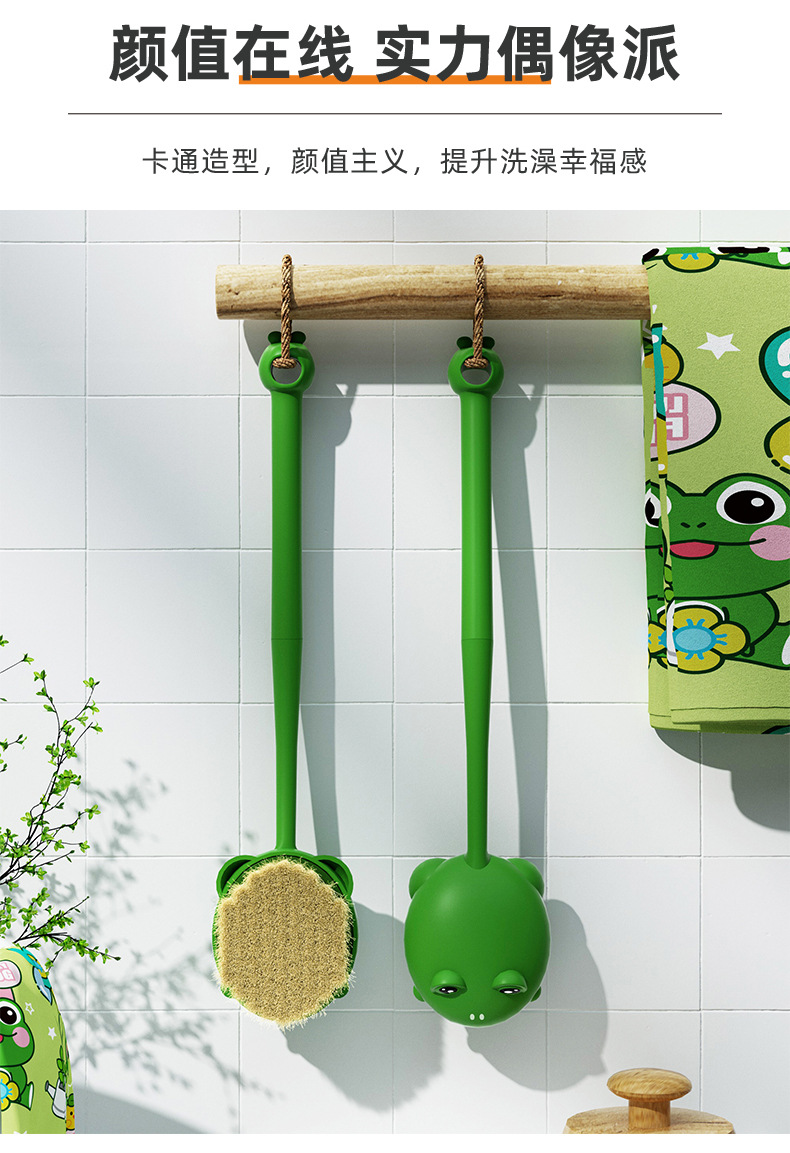 哆哆哇洗澡刷子搓背长柄刷软毛双面沐浴刷搓泥去灰搓澡刷背神器详情7